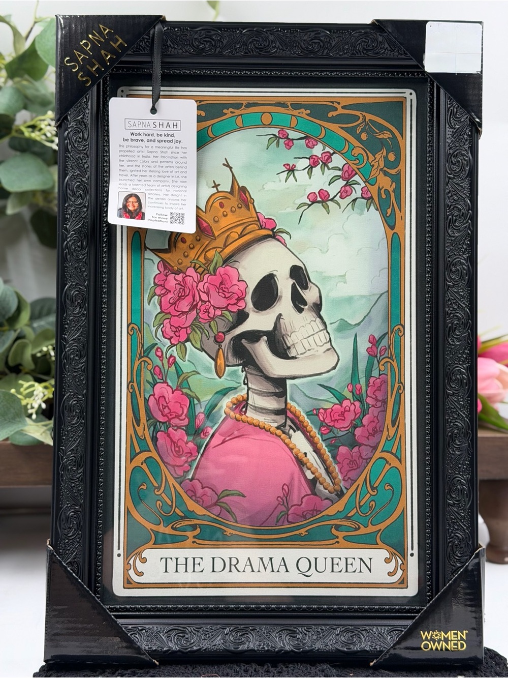Viral sapna shah the drama queen framed gothic skeleton wall art decor